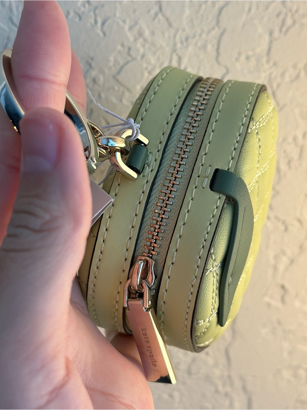Kate Spade Quilted Green Apple Keychain Coin Purse - Picture 7 of 10